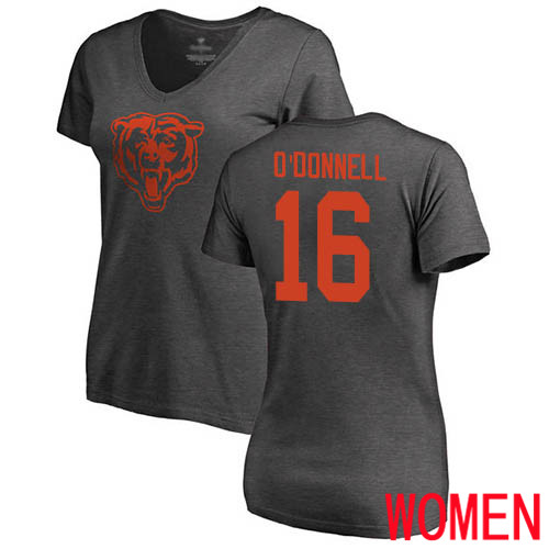 Chicago Bears Ash Women Pat O Donnell One Color NFL Football #16 T Shirt